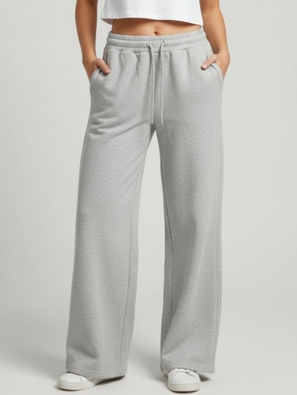 Reflex Heather Gray Wide-Leg Lounge Pants